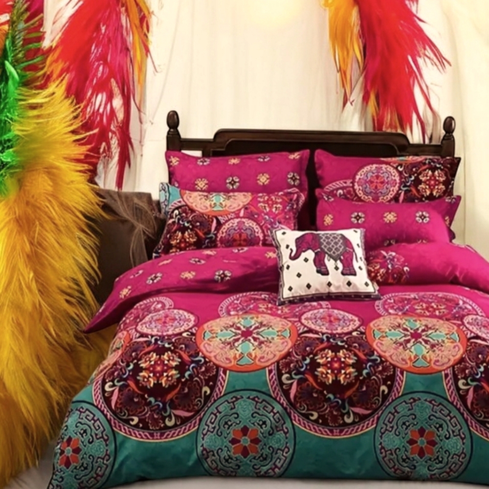 HOME GOODS BOHO COLORFUL    PRINT COMFORTER BEDDING SET NWT